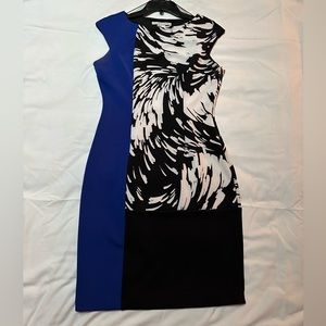 Maggy London Blue/Black Short Sleeve Sheath Dress